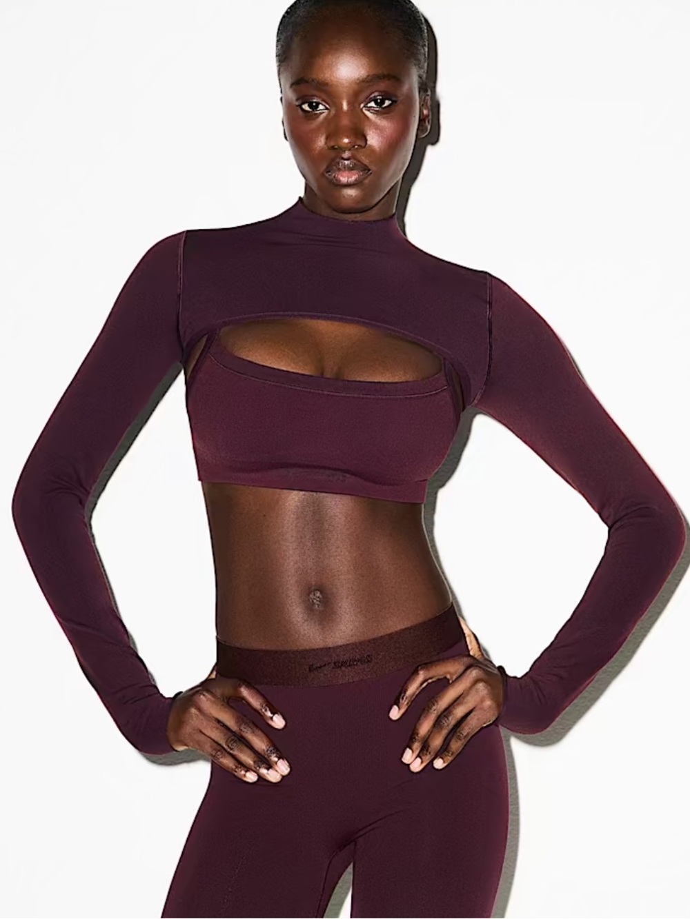 NikeSKIMS Vintage Seamless Cami and Shrug Set in Currant